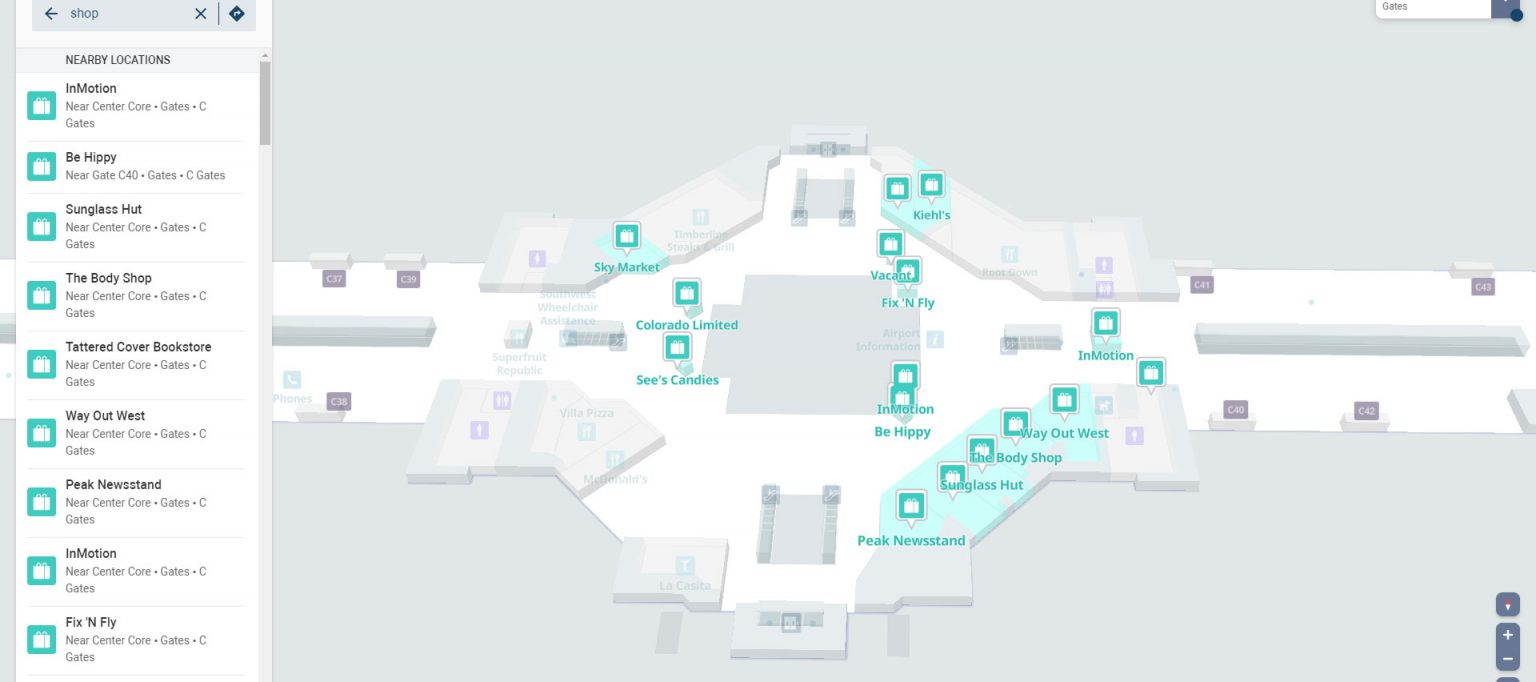 Airport shops Denver airport DEN code