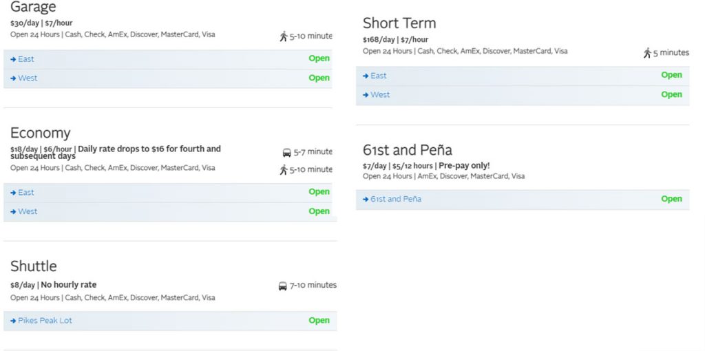Denver Airport Parking Economy Valet Garage Shuttle parking