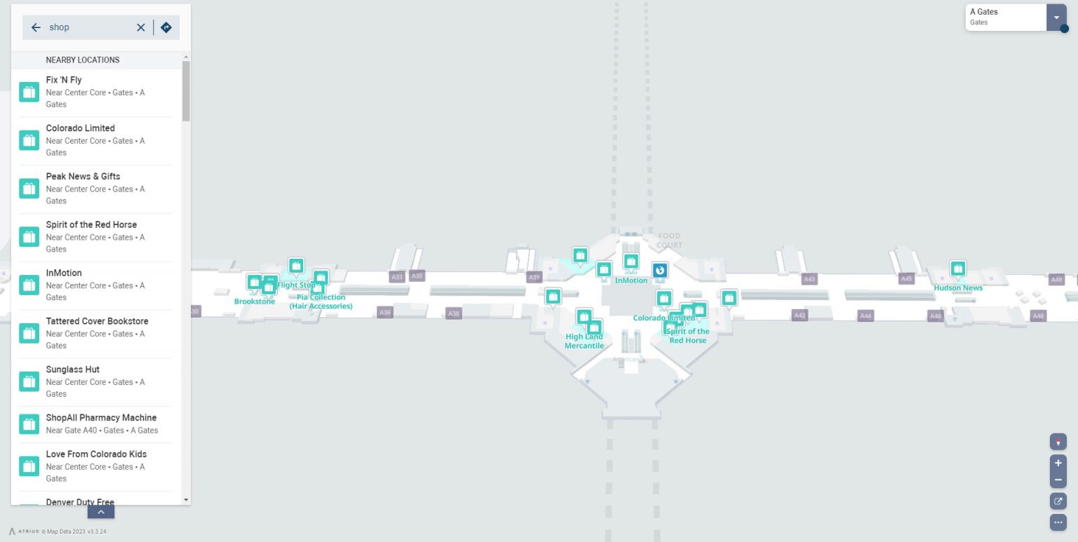 Airport shops Denver airport DEN code
