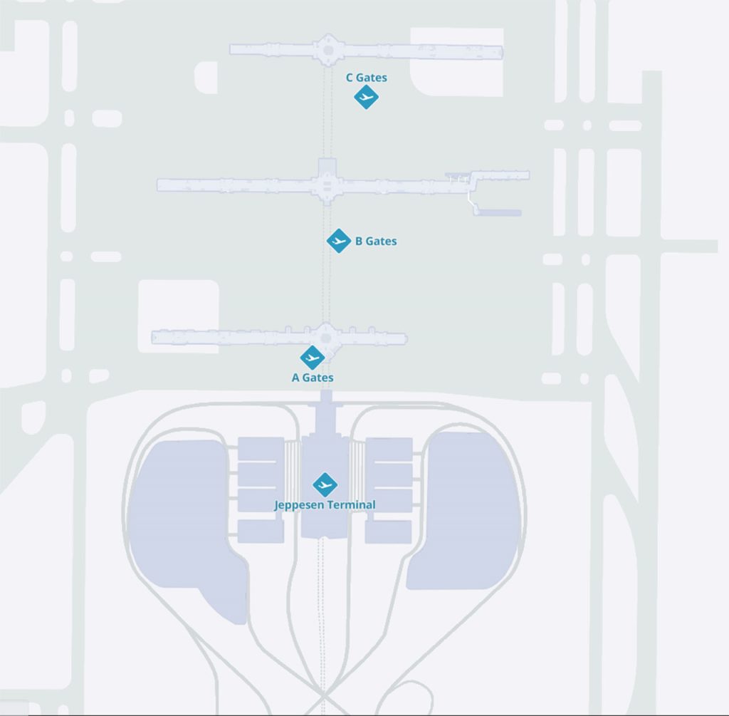 Terminals map at Denver Airport DEN Concourse A B C